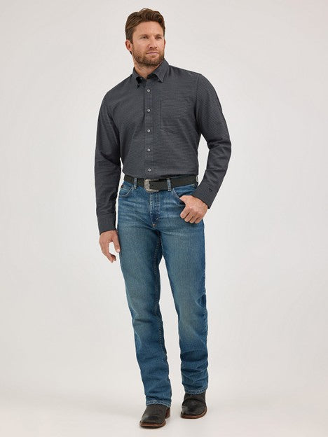 Wrangler Men's Black Shadow Cody Johnson One Pocket Button Down Shirt