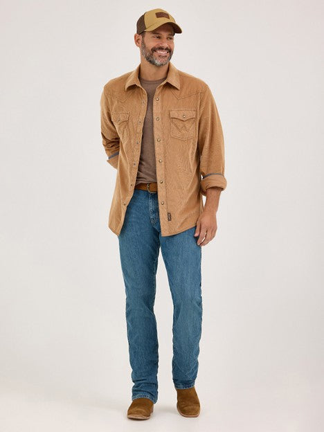 Wrangler Men's Sandy Brown Retro Corduroy Snap Shirt