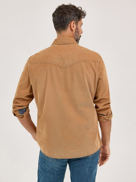 Wrangler Men's Sandy Brown Retro Corduroy Snap Shirt