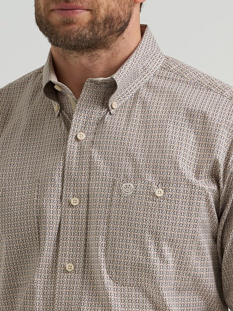 Wrangler Men's Nouveau Brown George Strait Two Pocket Button Down Shirt