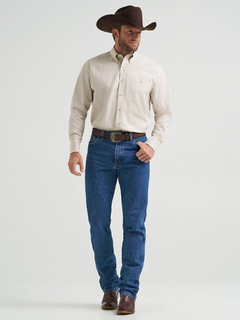 Wrangler Men's Pale Stone George Strait One Pocket Button Down Shirt