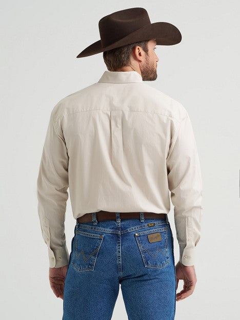 Wrangler Men's Pale Stone George Strait One Pocket Button Down Shirt