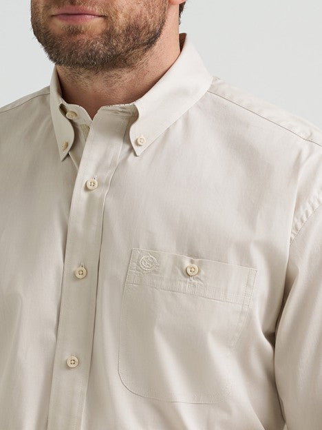 Wrangler Men's Pale Stone George Strait One Pocket Button Down Shirt