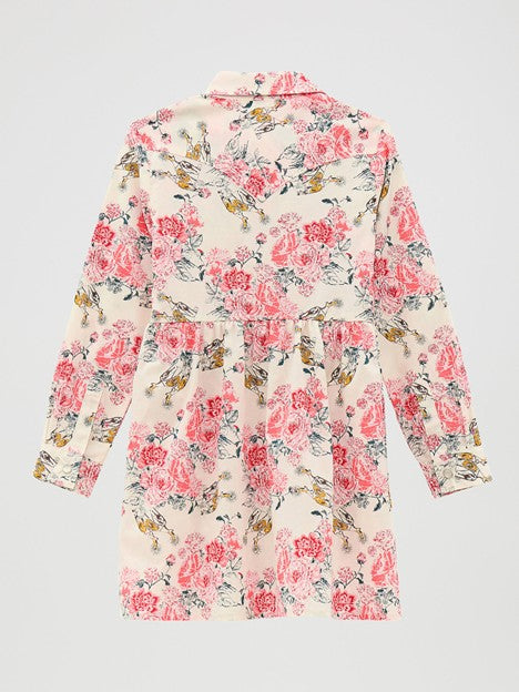 Wrangler Girl's Floral White Western Snap Dress