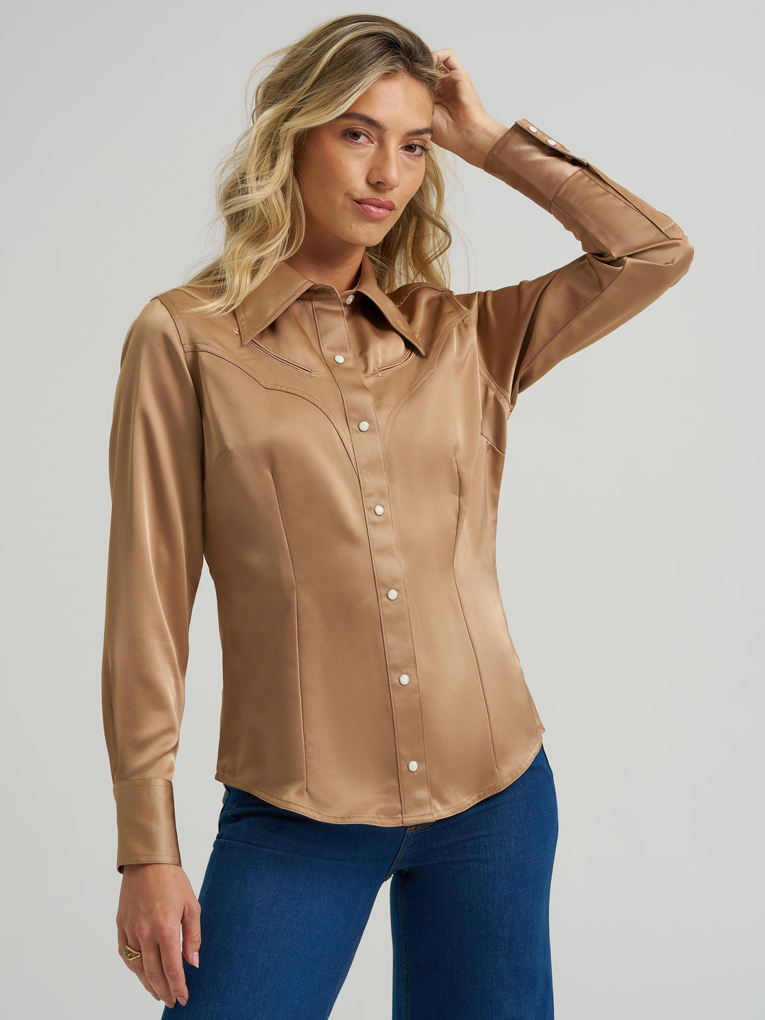 Wrangler Women's Gold Satin Lainey Wilson Shirt