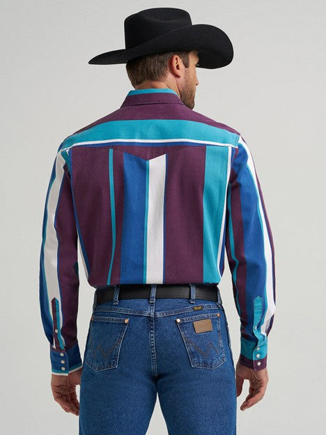 Wrangler Men's Aubergine Teal Vintage Brushpopper Snap Work Shirt - West 20 Saddle Co.