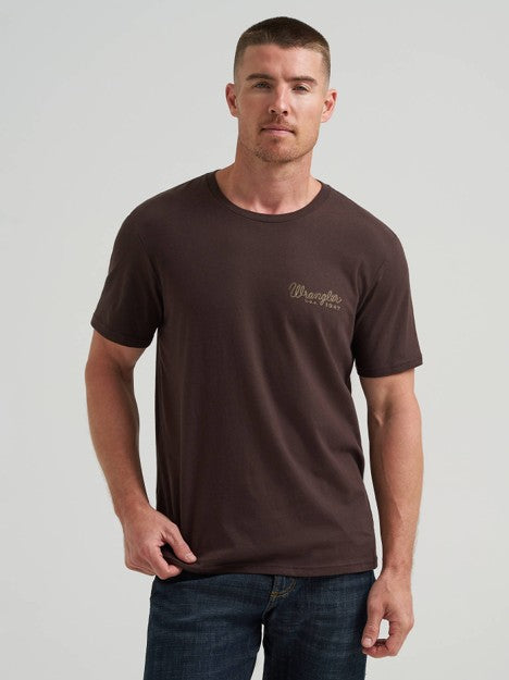 Wrangler Men's Black Coffee Rodeo Wrestling Team Graphic Tee