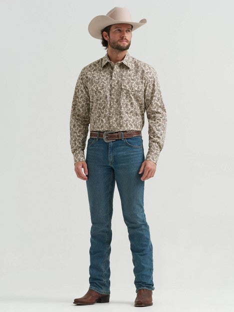 Wrangler Men's Saddle Paisley 20X Competition Two Pocket Western Snap Shirt