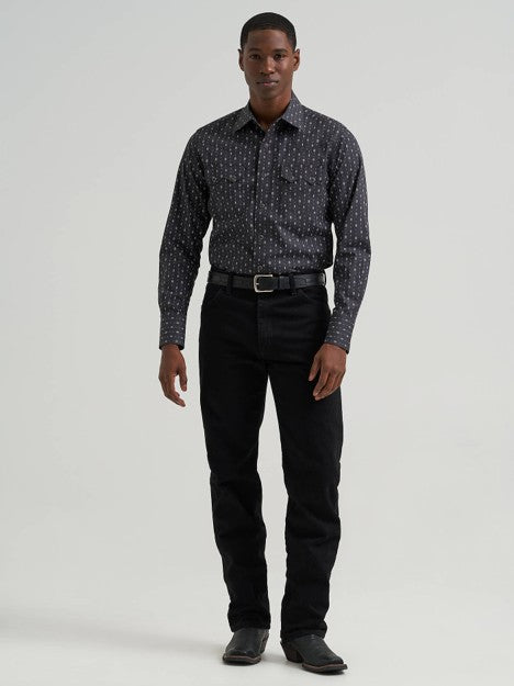 Wrangler Men's Obsidian Chain Retro Sawtooth Snap Pocket Western Shirt