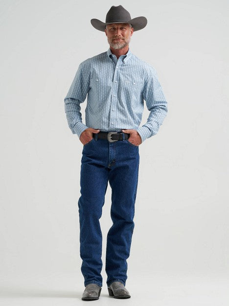 Wrangler Men's Posy Striped George Strait Two Pocket Button Down Shirt