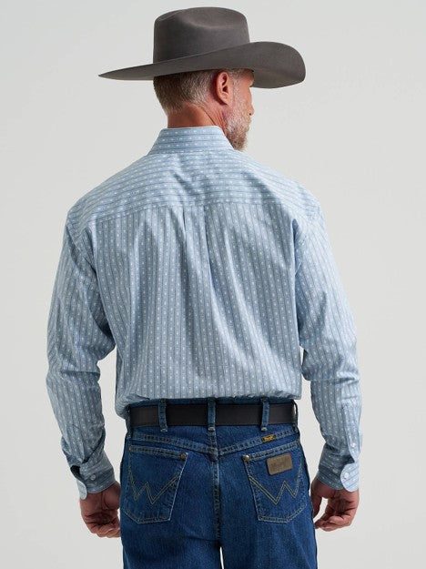 Wrangler Men's Posy Striped George Strait Two Pocket Button Down Shirt