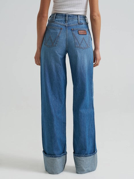 Wrangler Women's Milena Retro Bailey High Rise Wide Leg Cuffed Jean