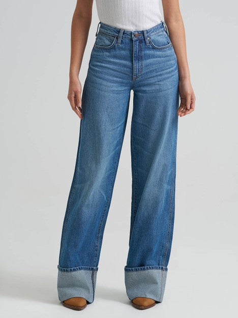 Wrangler Women's Milena Retro Bailey High Rise Wide Leg Cuffed Jean