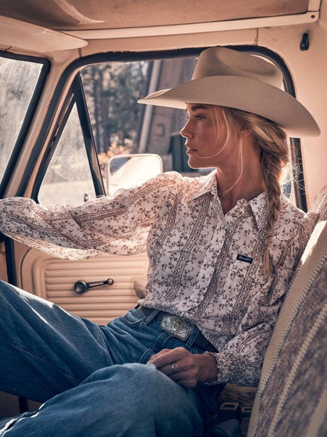 Wrangler Women's White Smock Sleeved Western Snap Blouse