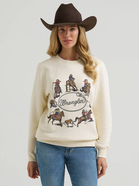 Wrangler Women's White Stroy Circle Fleece Sweatshirt