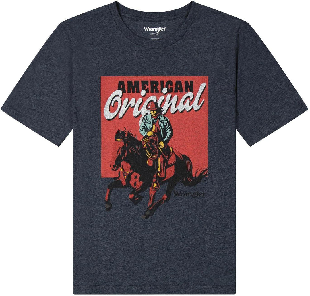 Wrangler Boy's Dark Sapphire Heather Short Sleeve Graphic Tee