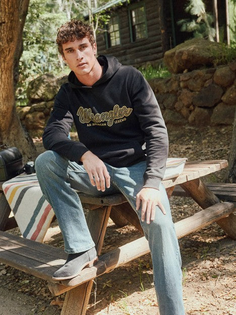 Wrangler Men's Black Legacy Script Graphic Pullover Hoodie
