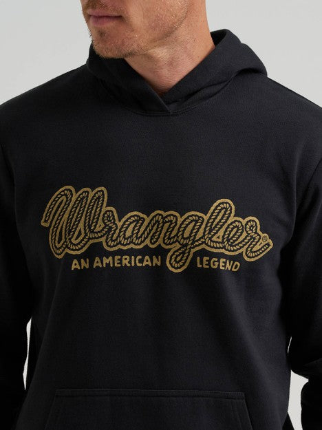 Wrangler Men's Black Legacy Script Graphic Pullover Hoodie