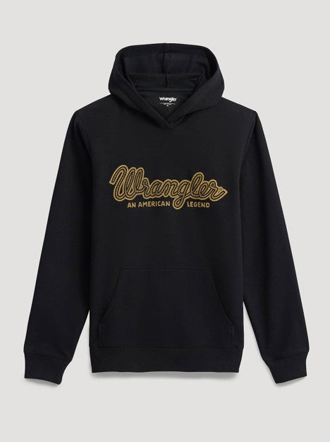 Wrangler Men's Black Legacy Script Graphic Pullover Hoodie