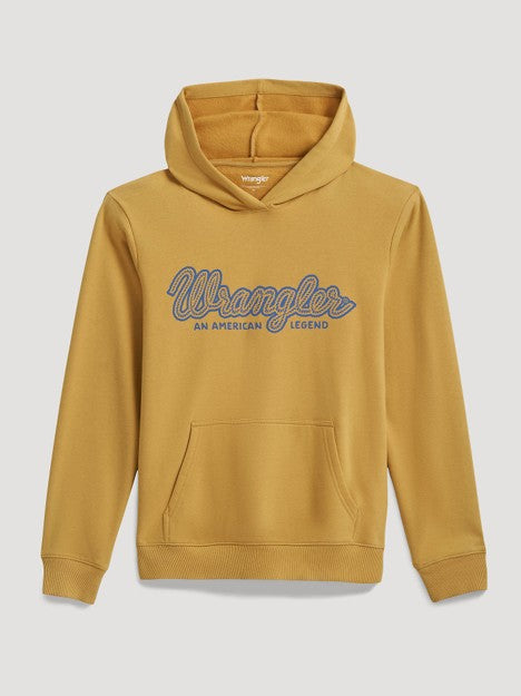 Wrangler Men's Pale Gold Legacy Script Graphic Pullover Hoodie
