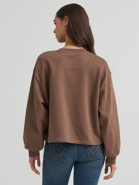 Wrangler Women's Coffee Quartz Lucky Logo Canyon Crew Pullover
