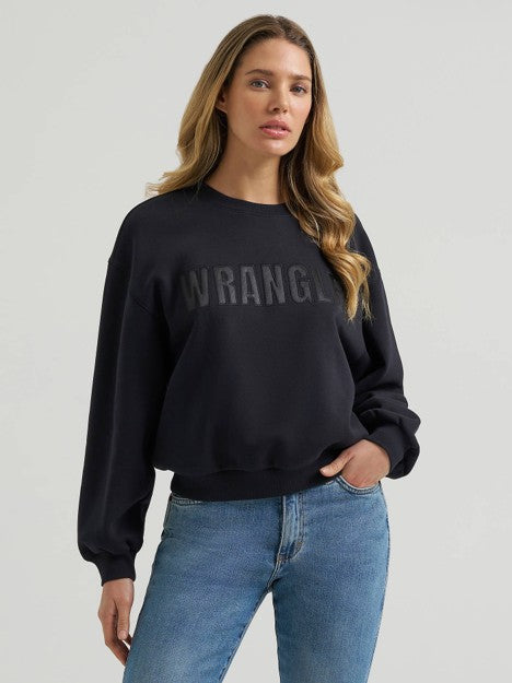 Wrangler Women's Black Beauty Logo Canyon Crew Pullover