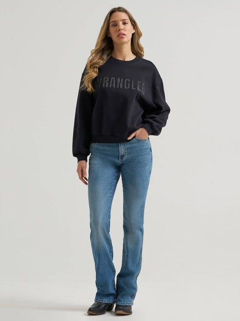 Wrangler Women's Black Beauty Logo Canyon Crew Pullover