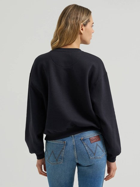 Wrangler Women's Black Beauty Logo Canyon Crew Pullover