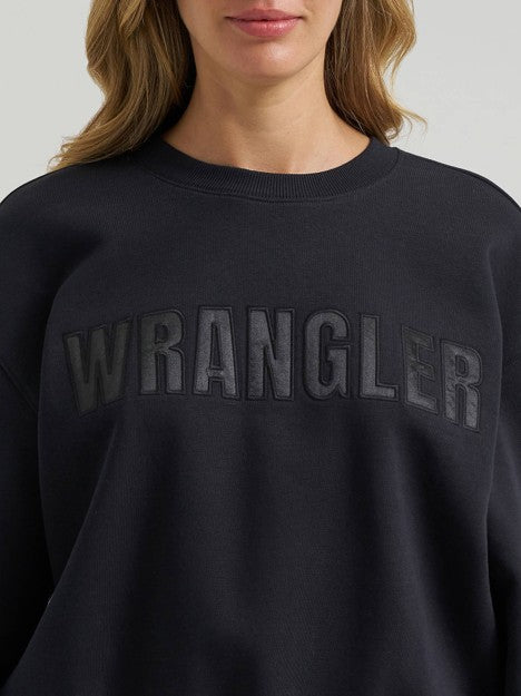 Wrangler Women's Black Beauty Logo Canyon Crew Pullover