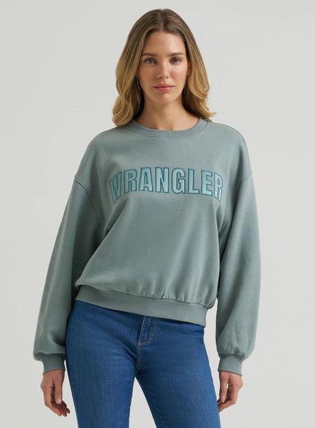 Wrangler Women's Stormy Sea Logo Canyon Crew Pullover