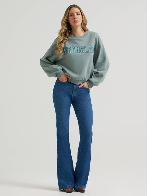Wrangler Women's Stormy Sea Logo Canyon Crew Pullover