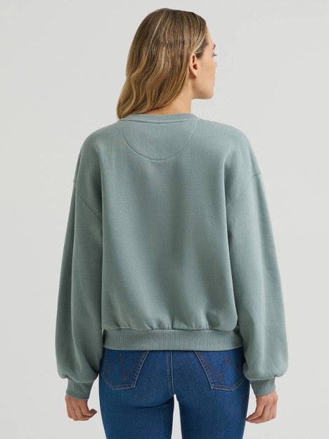 Wrangler Women's Stormy Sea Logo Canyon Crew Pullover