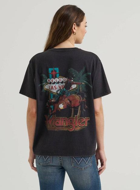 Wrangler Women's Black Beauty Vegas Lights Girlfriend Graphic Tee