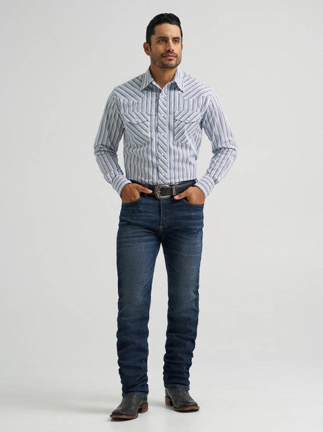 Wrangler Men's Curly Stripes 20X Competition Two Pocket Western Snap Shirt