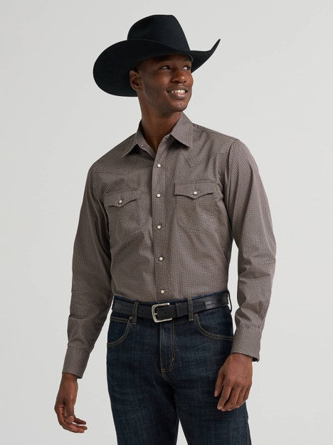 Wrangler Men's Abstract Chevron Retro Western Snap Shirt