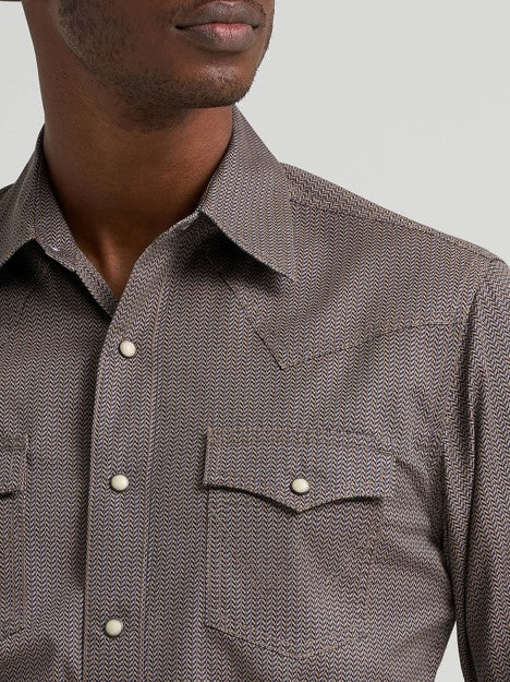 Wrangler Men's Abstract Chevron Retro Western Snap Shirt