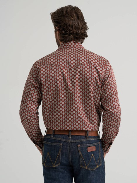 Wrangler Men's Rust Bauble Retro Western Snap Shirt