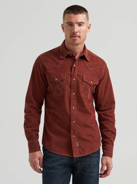 Wrangler Men's Rusted Cord Corduroy Western Snap Shirt