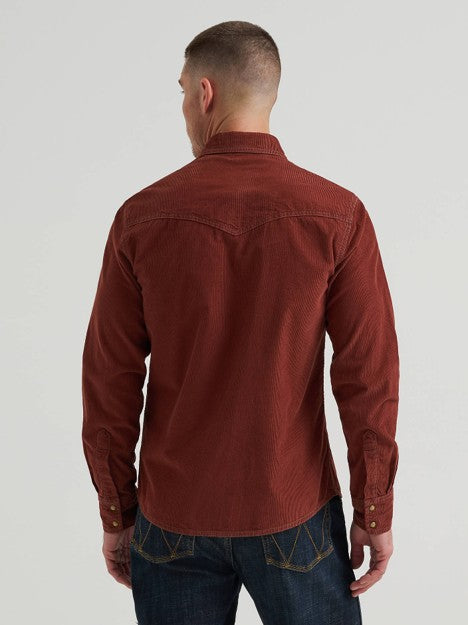 Wrangler Men's Rusted Cord Corduroy Western Snap Shirt
