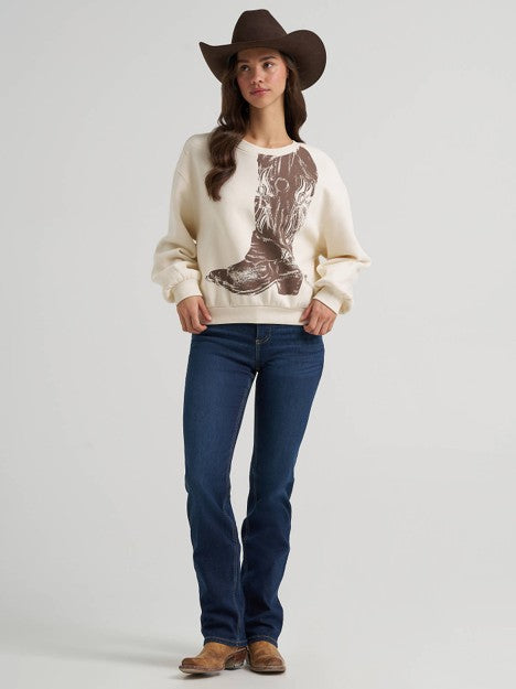 Wrangler Women's Cream Boot Graphic Pullover