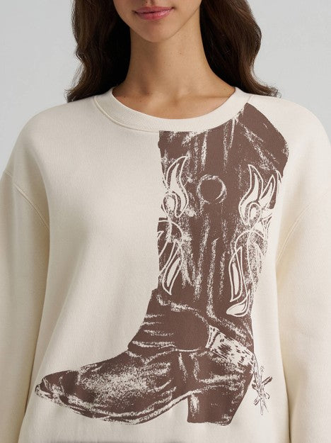 Wrangler Women's Cream Boot Graphic Pullover