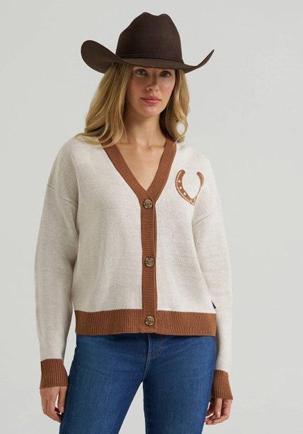 Wrangler Women's Cream V-Neck Cardigan