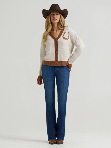 Wrangler Women's Cream V-Neck Cardigan