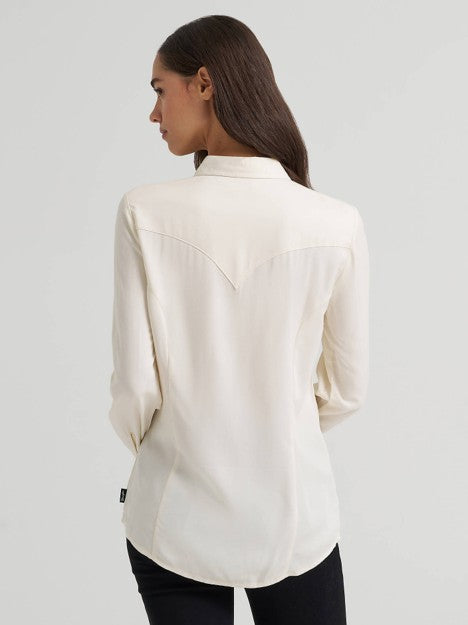 Wrangler Women's White Slim Concho Button Shirt