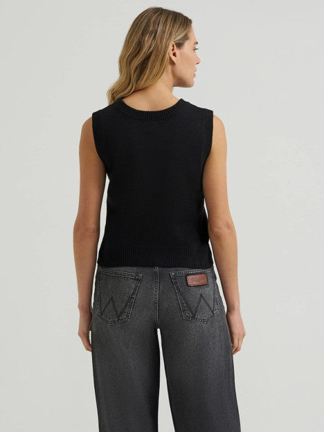 Wrangler Women's Black Western Stitch Sweater Vest
