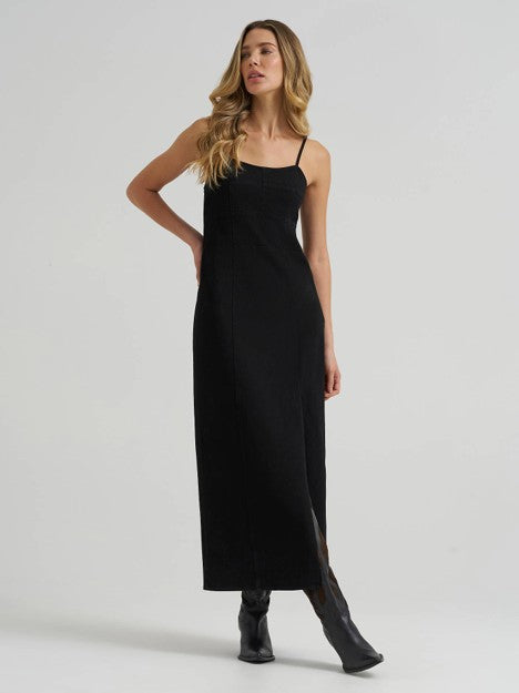 Wrangler Women's Black Wash Denim Slit Front Maxi Dress