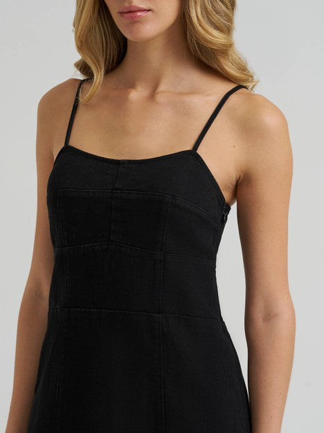 Wrangler Women's Black Wash Denim Slit Front Maxi Dress