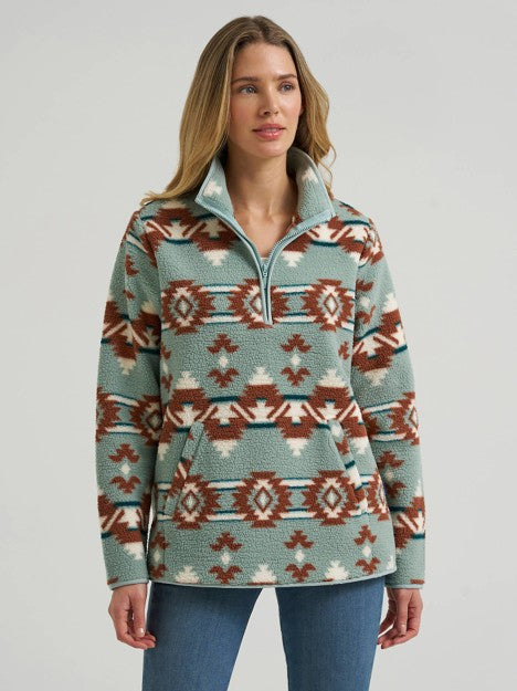 Wrangler Women's Desert Blue High Plains Sherpa Zip Pullover