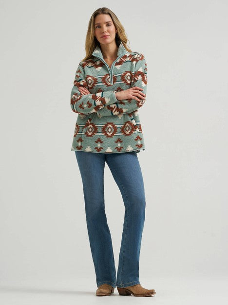 Wrangler Women's Desert Blue High Plains Sherpa Zip Pullover