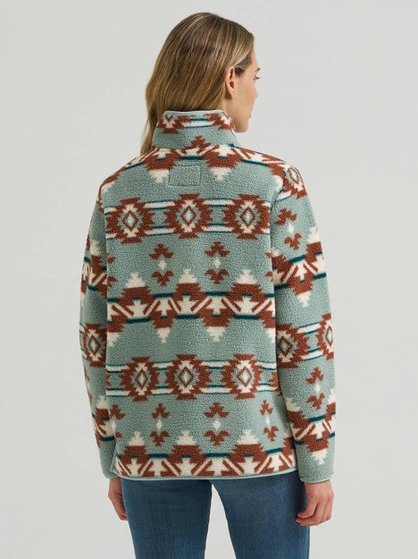Wrangler Women's Desert Blue High Plains Sherpa Zip Pullover